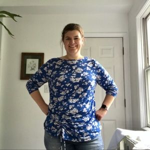 Blue and white floral top